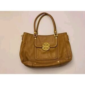 TORY BURCH Amanda Hand Bag Shoulder Bag Tote Bag Leather Caramel Brown EUC
